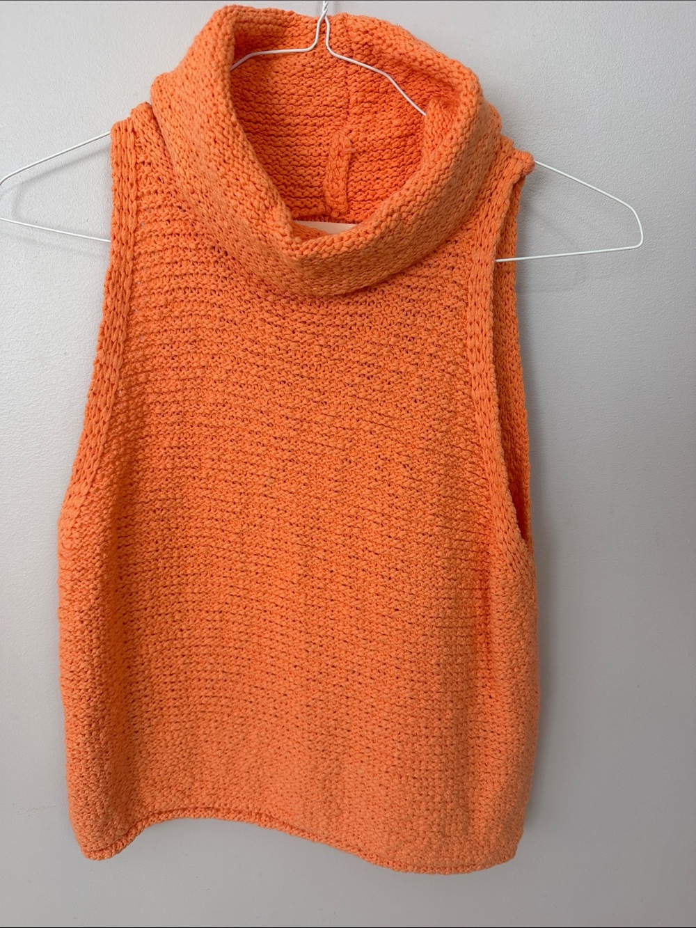 By Together Bright Orange Sleeveless Cowl Neck Sweater
